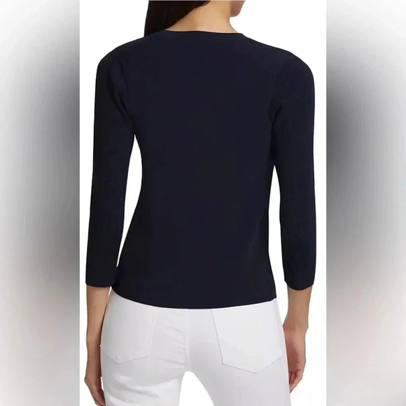 Elie Tahari The Mara Keyhole Button Up Cardigan, Black, Gold Buttons, NWT - Picture 5 of 8